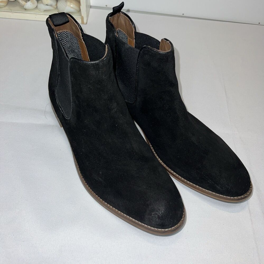 Modern Fiction Irony Suede Chelsea‎ Boots Black Sz 11 Men’s
